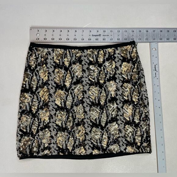 Guess Sequin Embellish Mini Skirt Women Small Multicolor Silver Gold Black - Picture 7 of 7